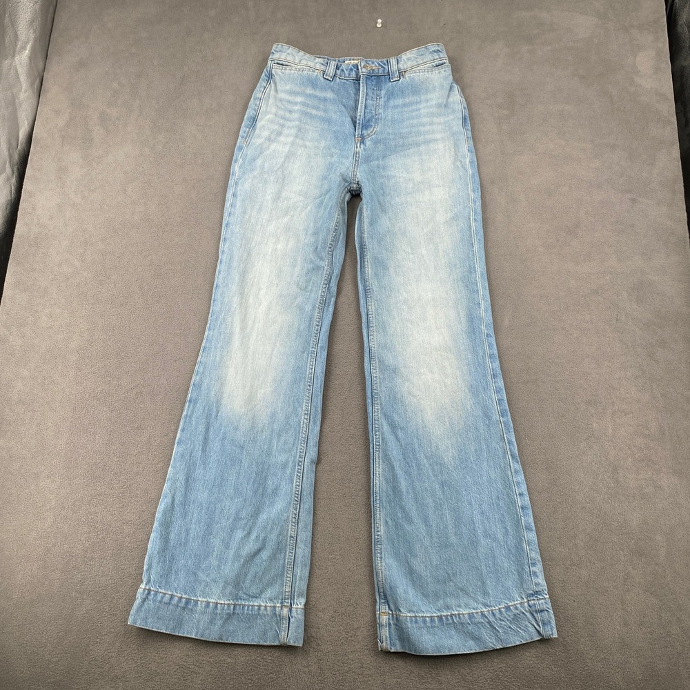 Free People We The Free Wide Leg Jeans Light Wash Button Fly Size 25